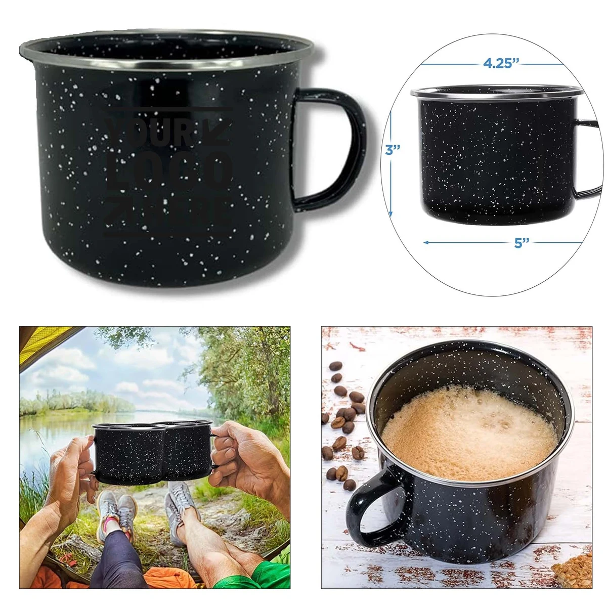 16 Oz Camping Enamel Mug PortableVintage Camping Picnic Home Drinking Cup 1