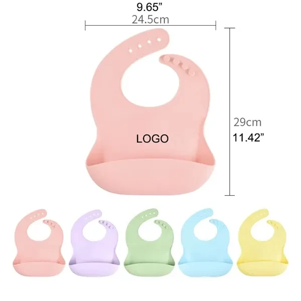 Custom Food Grade Silicone Baby Bib Wide Pocket — Washable Promotional Gift 1
