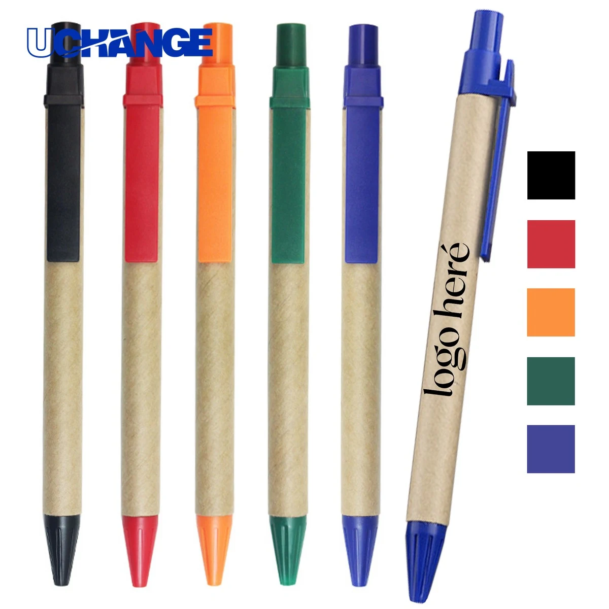 Colored Kraft Paper Ballpoint Pen, custom pen with logo imprint 1