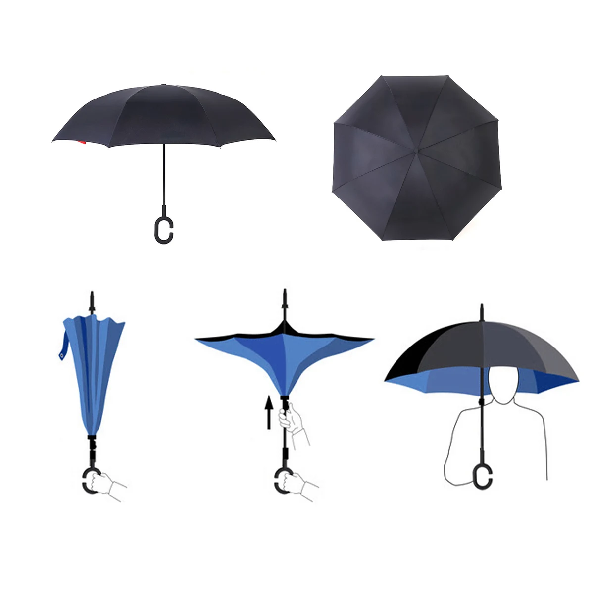 Double Layer Inversion Umbrella With C-Handle 1