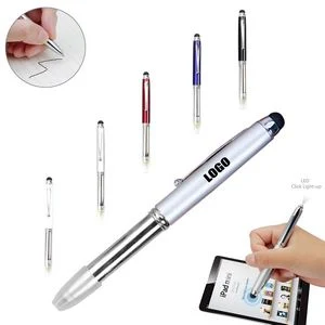 3 In 1 Stylus Tip Ballpoint Metal Pen With LED 1