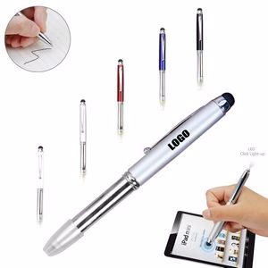 3 In 1 Stylus Tip Ballpoint Metal Pen With LED