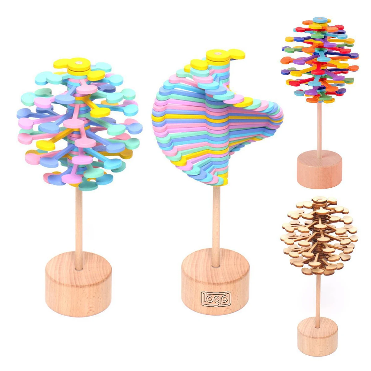 Wooden Spinning Lollipop Stress Relief Toy 1