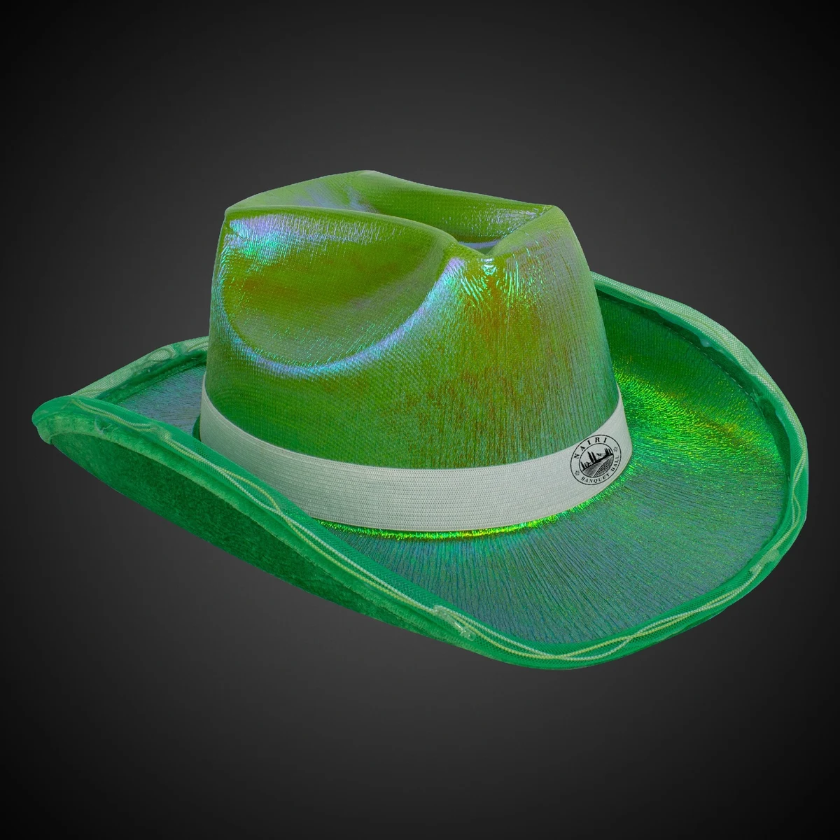 Green Iridescent Light Up Cowboy Hat(White Imprinted Band) 1
