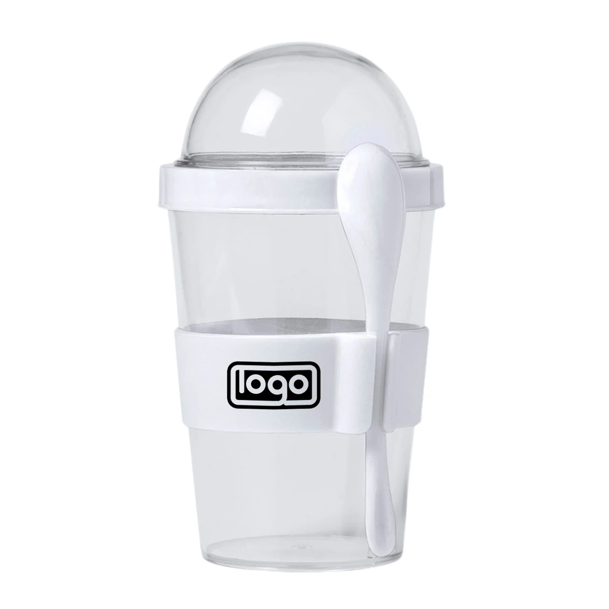14oz Plastic Yogurt Cup with Spoon 1