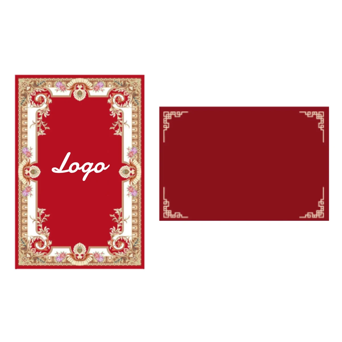 Red Ornamental Pattern Custom Logo Rugs 1
