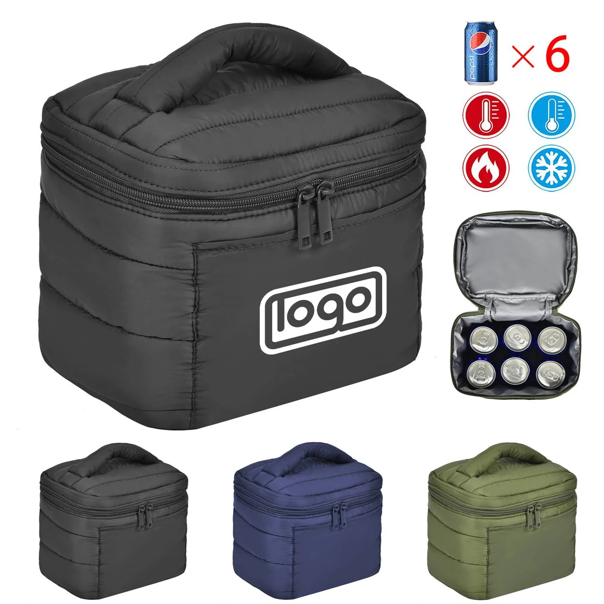 6 Can Portable Nylon Cooler Tote Bag 1