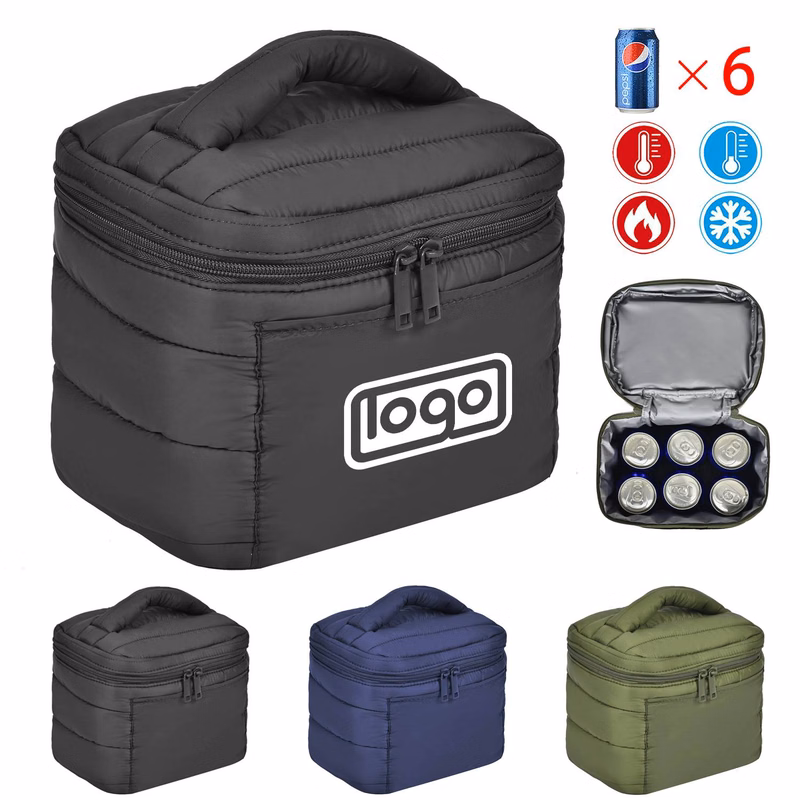 6 Can Portable Nylon Cooler Tote Bag