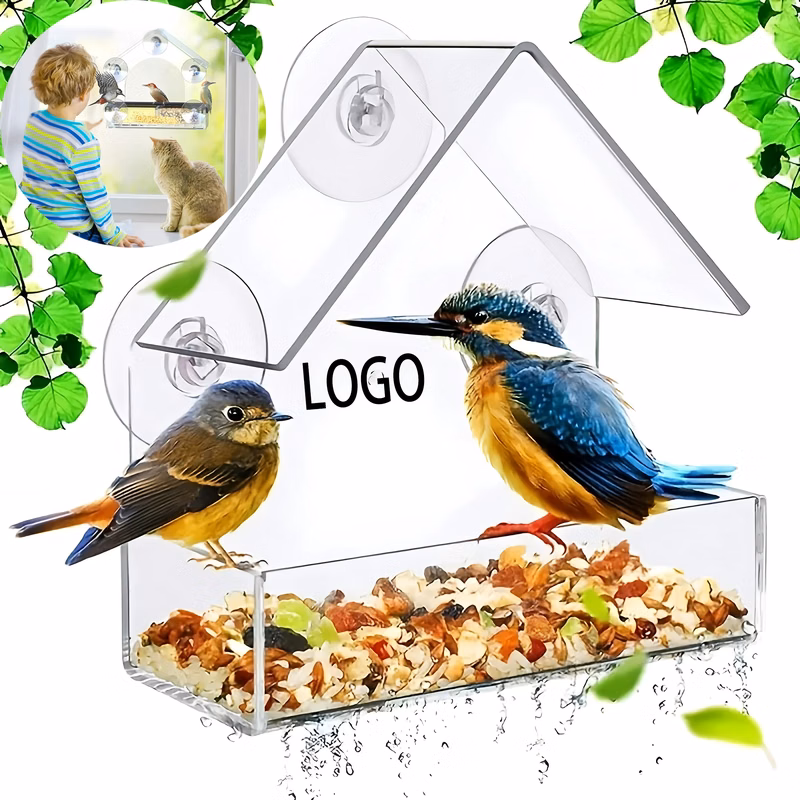 Acrylic Bird Feeder with Suction Cups