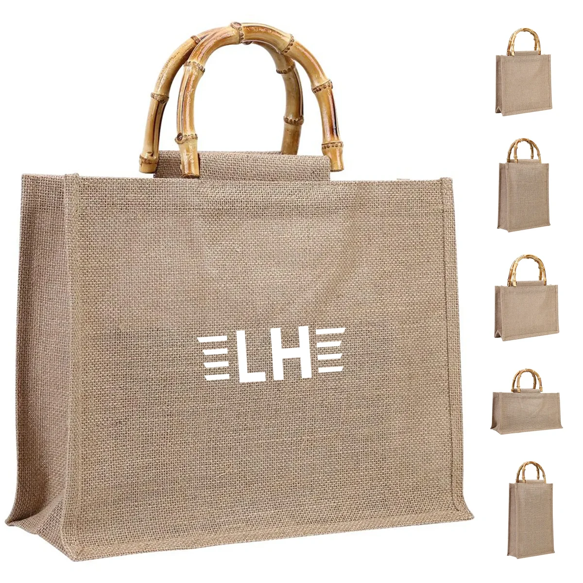 Jute Tote Bag With Bamboo Handle 1