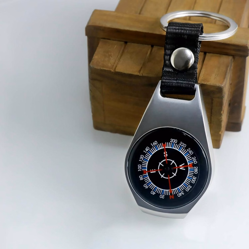 Outdoor Portable Compass Alloy HandheldPendant Key Chain