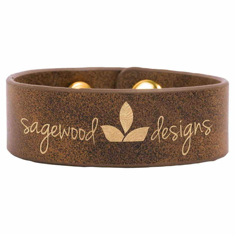 9 1/2" x 1" Rustic/Gold Leatherette Cuff Bracelet
