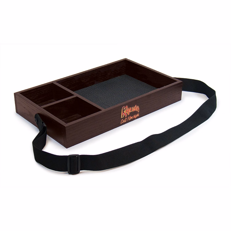 Wood Serving Tray with Adjustable Strap - 3 Compartment