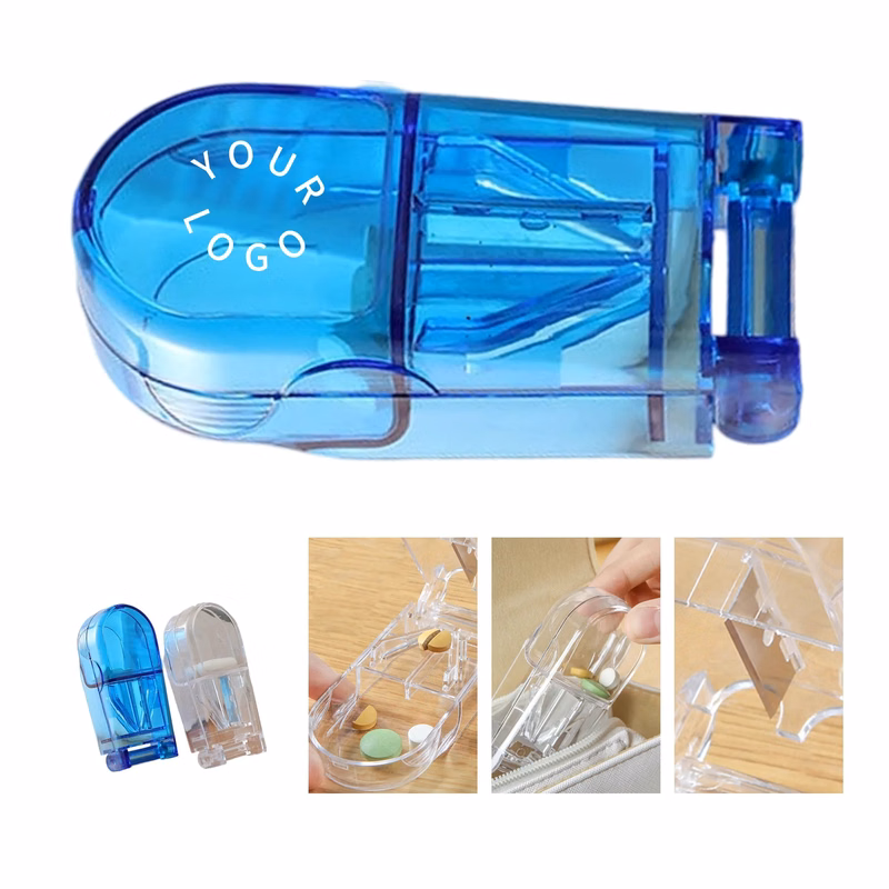 Travel Pill Organizer with Safe Cutting Blade Compact