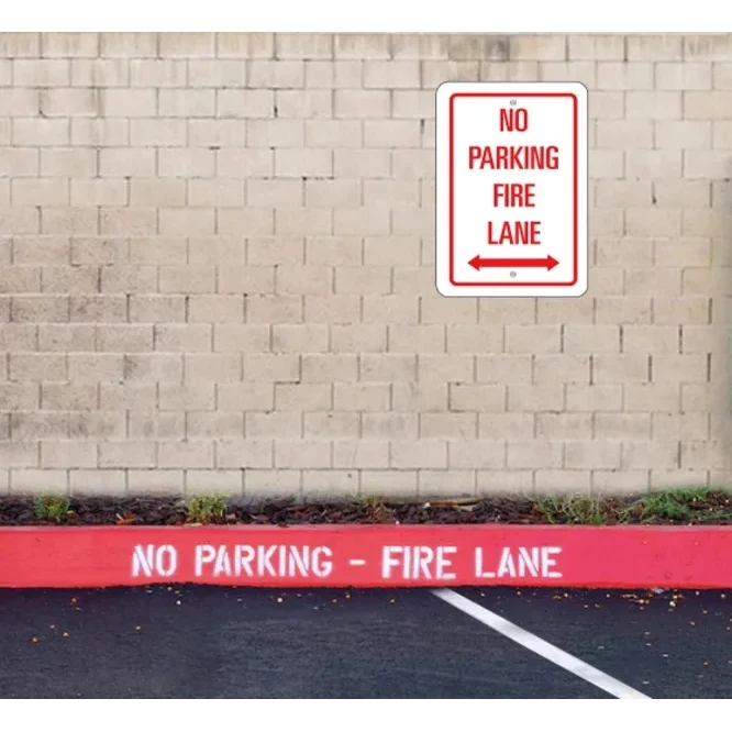 No Parking Fire Lane Signs- 1ft x 1ft (SQFT) w/Holes+Pantone 1