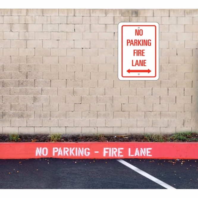 No Parking Fire Lane Signs- 1ft x 1ft (SQFT) w/Holes+Pantone