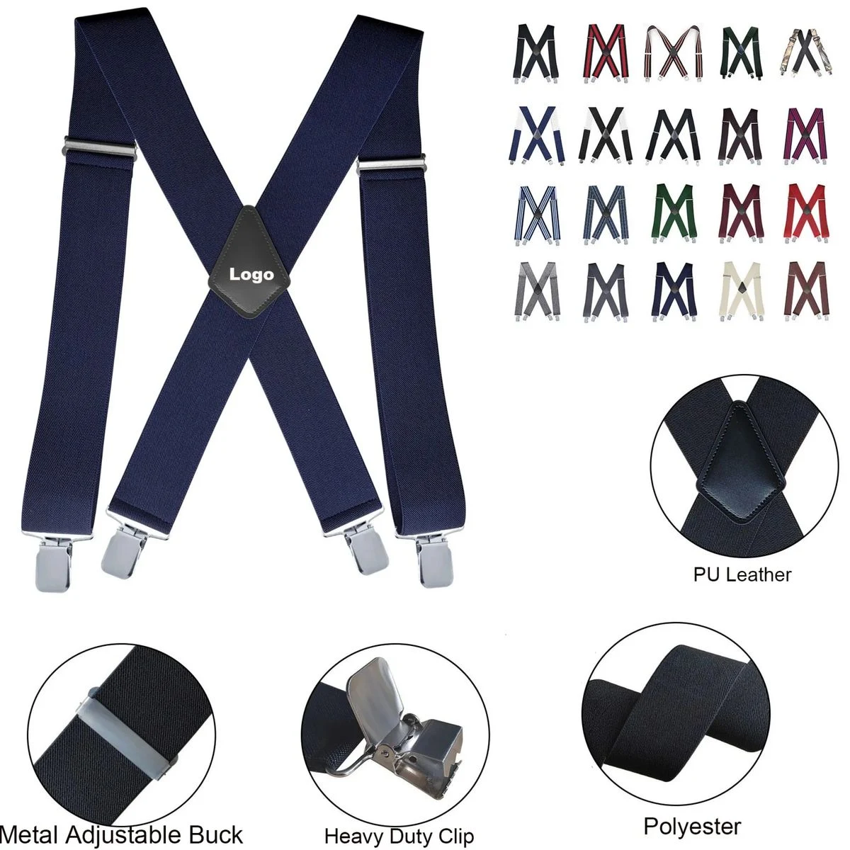 Heavy Duty Clip Adjustable X Back Suspender 1