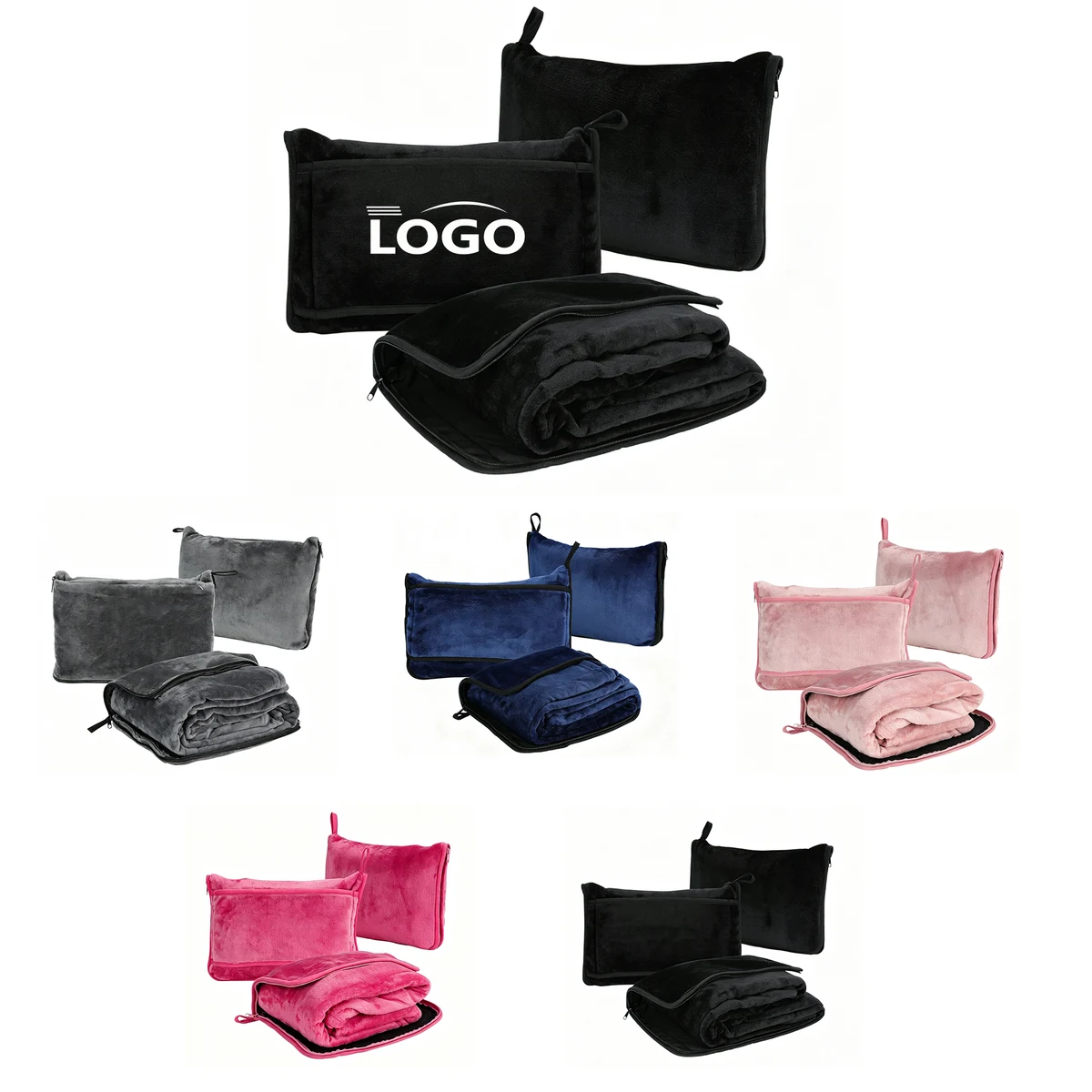 Custom Flannel 2-In-1 Travel Car Blanket Pillow 1