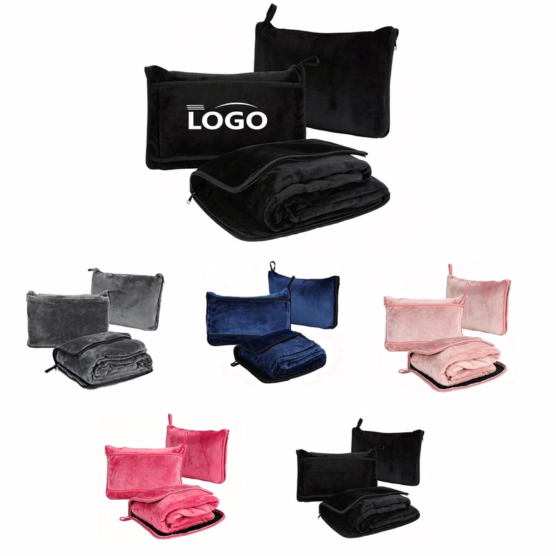 Custom Flannel 2-In-1 Travel Car Blanket Pillow
