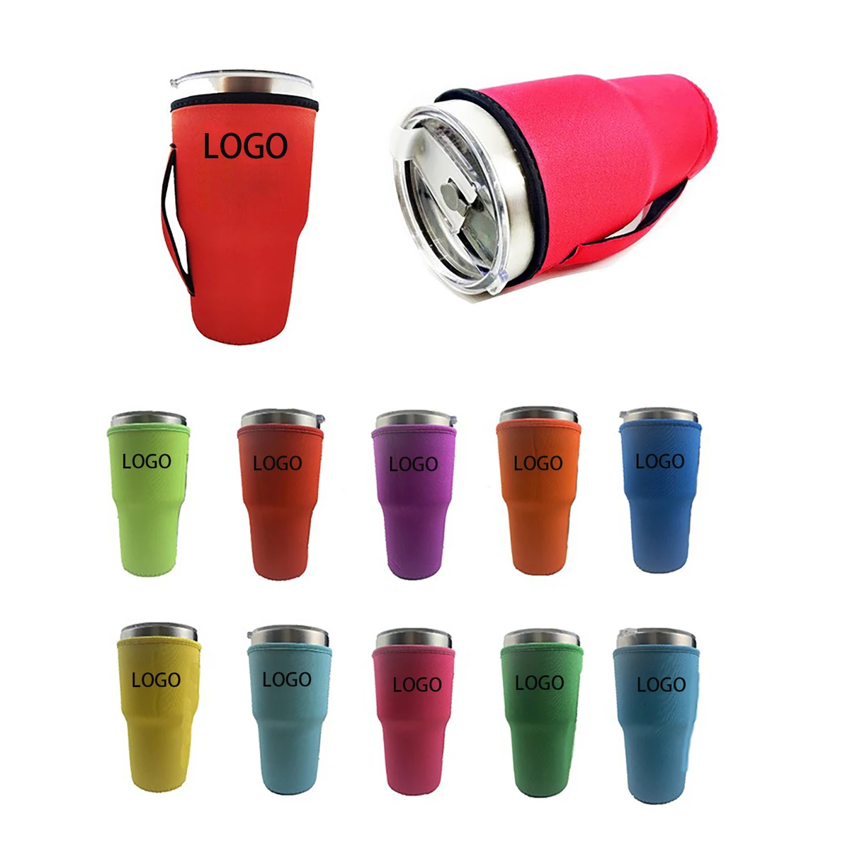 30-32 oz Reusable Neoprene Insulated Sleeves Cup Cover, custom koozie with logo imprint 1