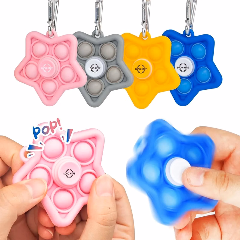 Mini Pop Bubble Keychain Fidget Spinner Toys