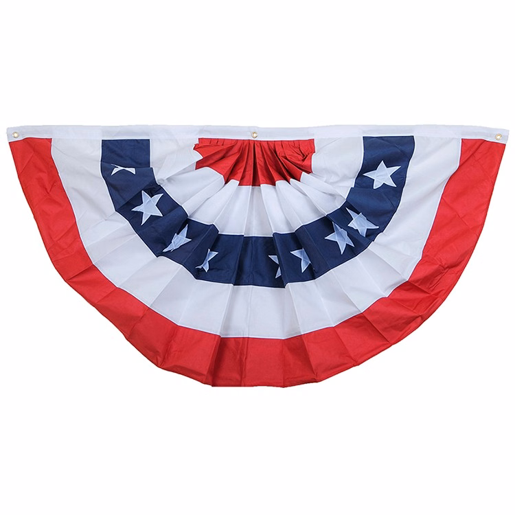 3' x 6' Nylon Printed Stars & Sewn Stripes Pleated Fans