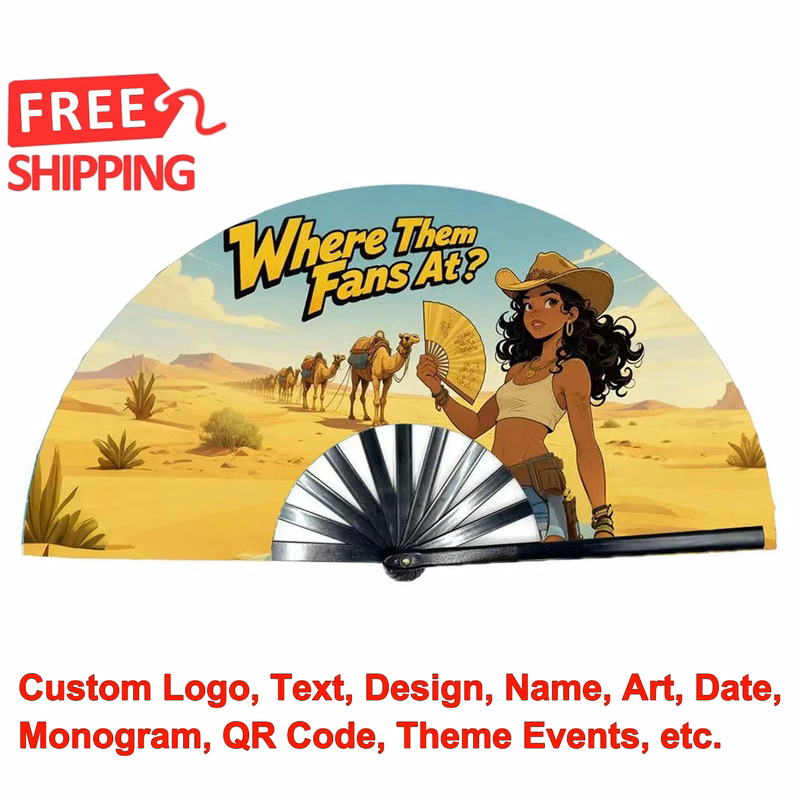 Western Cowgirl Line Dance Folding Hand Fan 13 Inch
