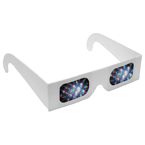 Rainbow Diffraction Glasses - White Frame - Stock 1