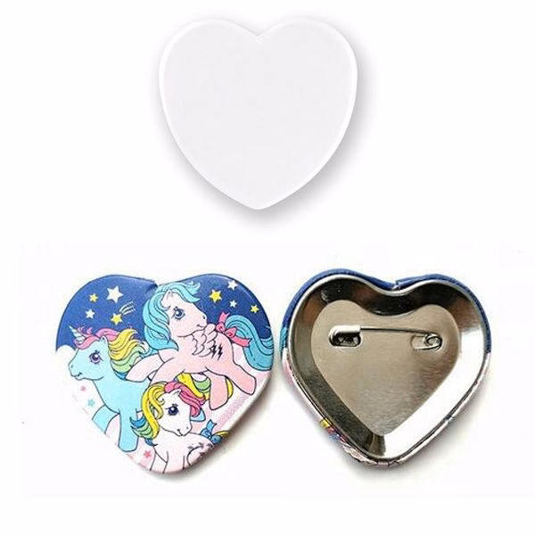 2 1/4" Heart Button Badge Full Color W/ Safety Pin
