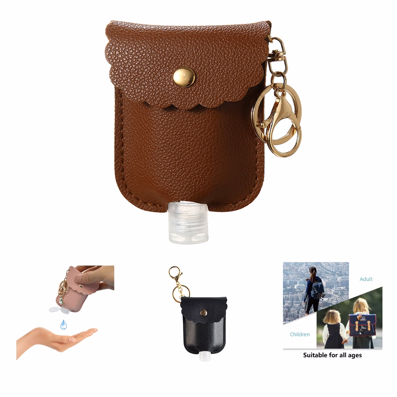 1oz Leather Travel Hand Sanitizer Holder Keychain