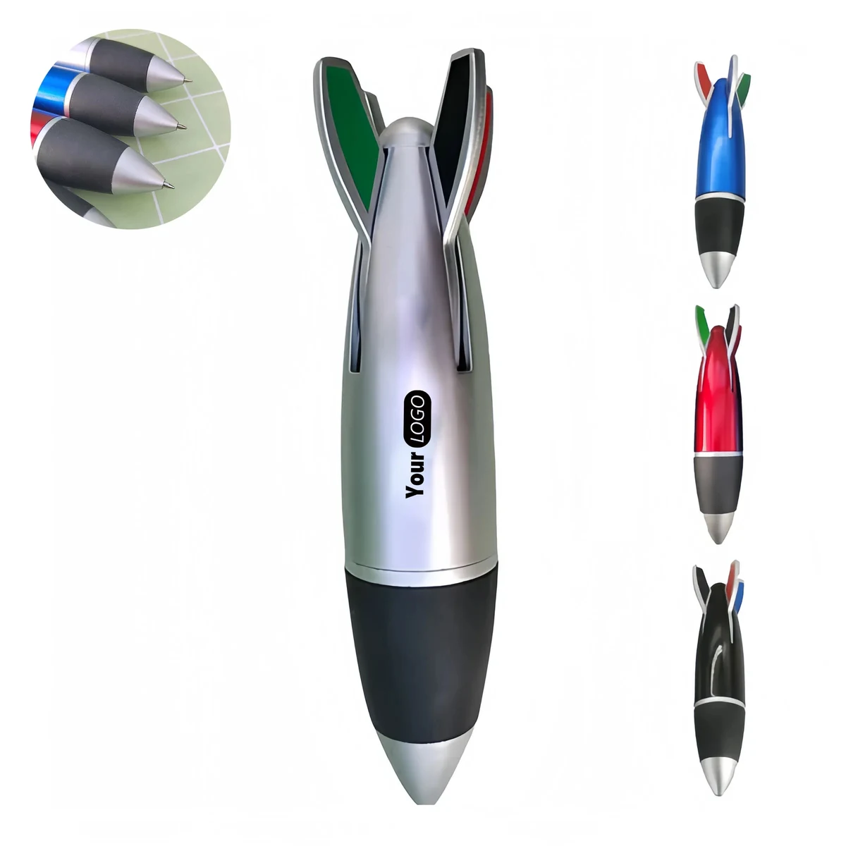 Plastic Creative Rocket Shaped Four Color Ballpoint Pens 1