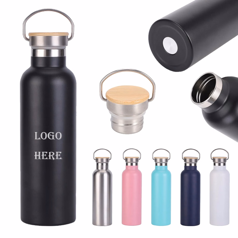 20 oz Insulated Water Bottles with Bamboo Lid