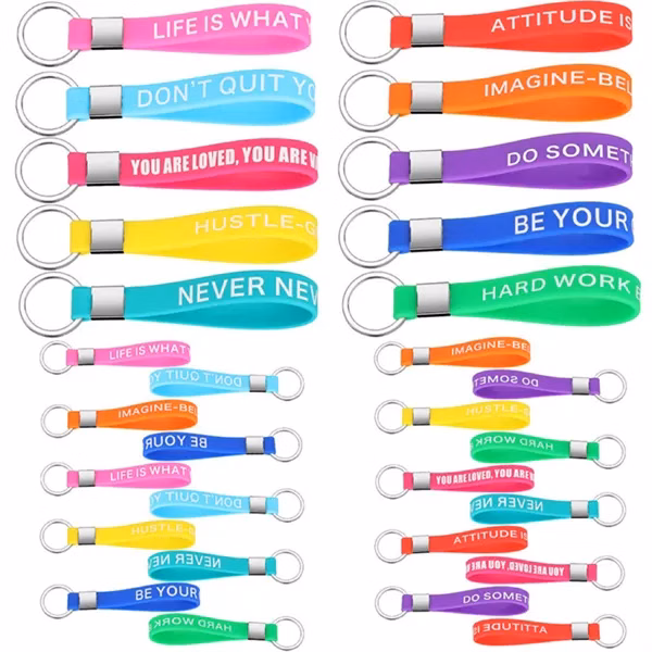Embossed With Ink Silicone Bracelet Wristband Keychain