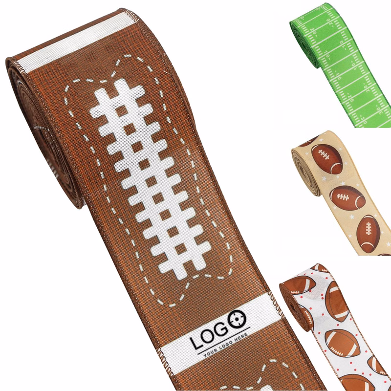 Football Pattern Wired Edge Ribbon