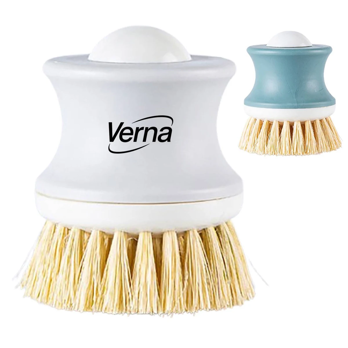 Kitchen Plastic Sisal Dish Brush w/ Handle 1