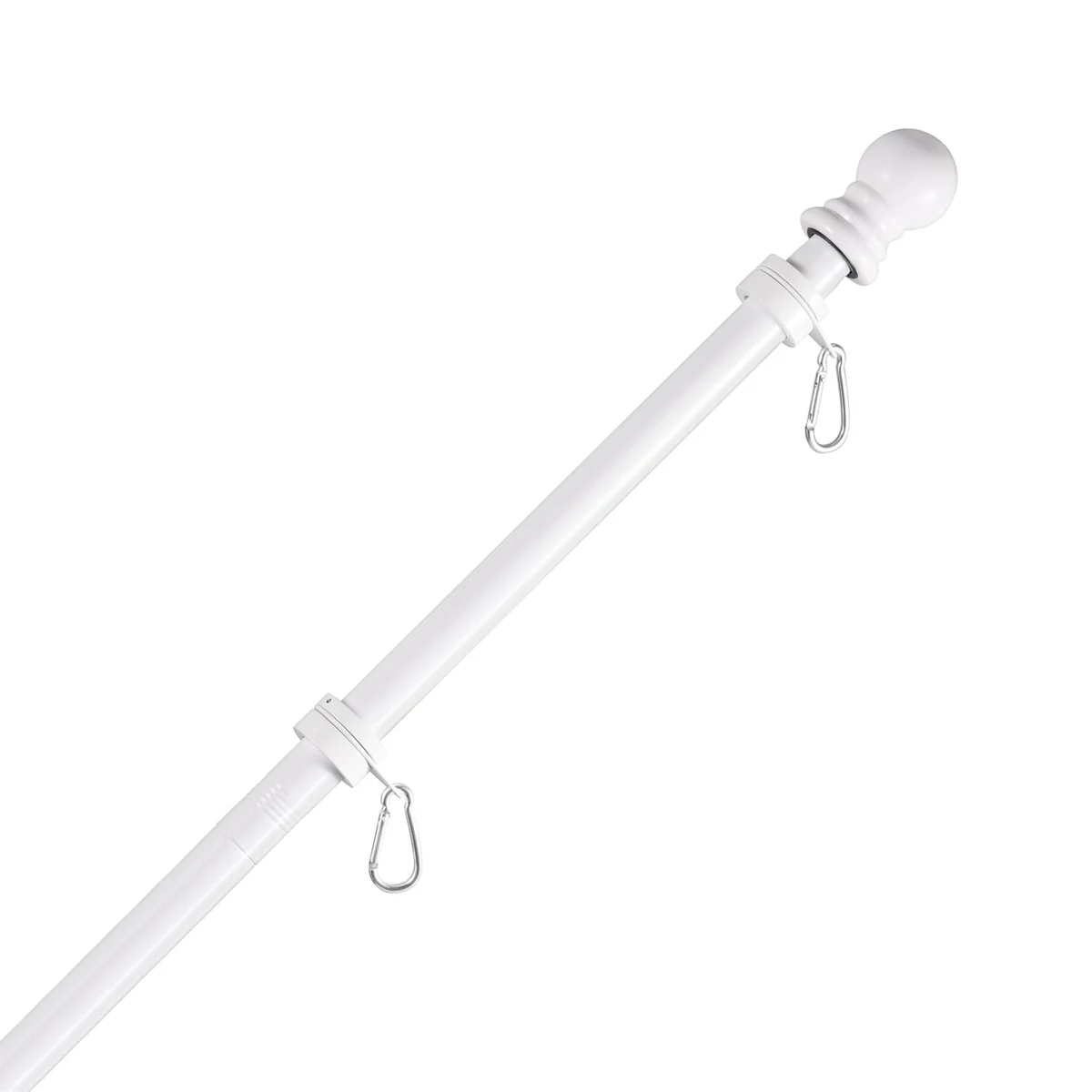 5' Flagpole with Rotating Clips Kit - Black/White 1