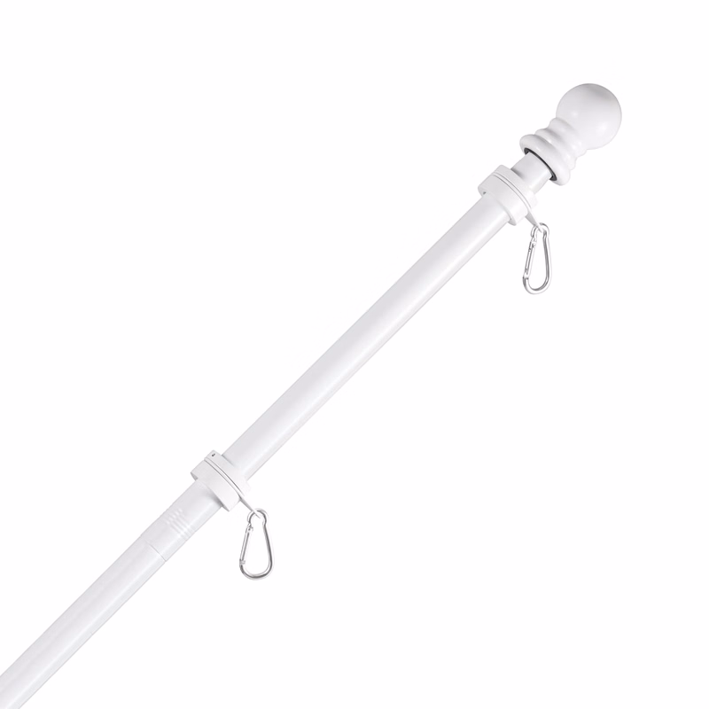5' Flagpole with Rotating Clips Kit - Black/White
