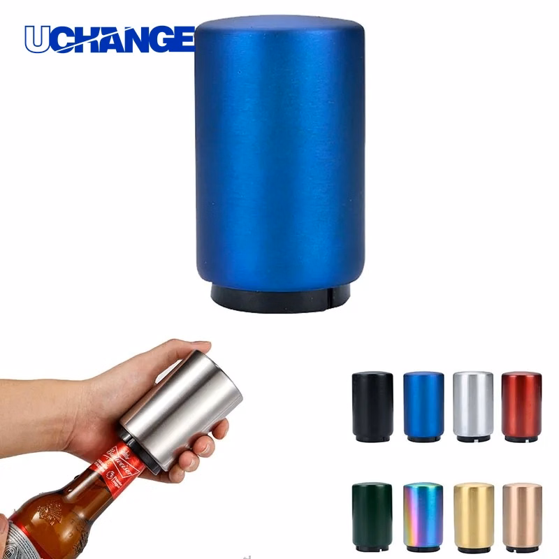 Magnetic Push-Down Stainless Steel Bottle Opener for Home & Bar Use