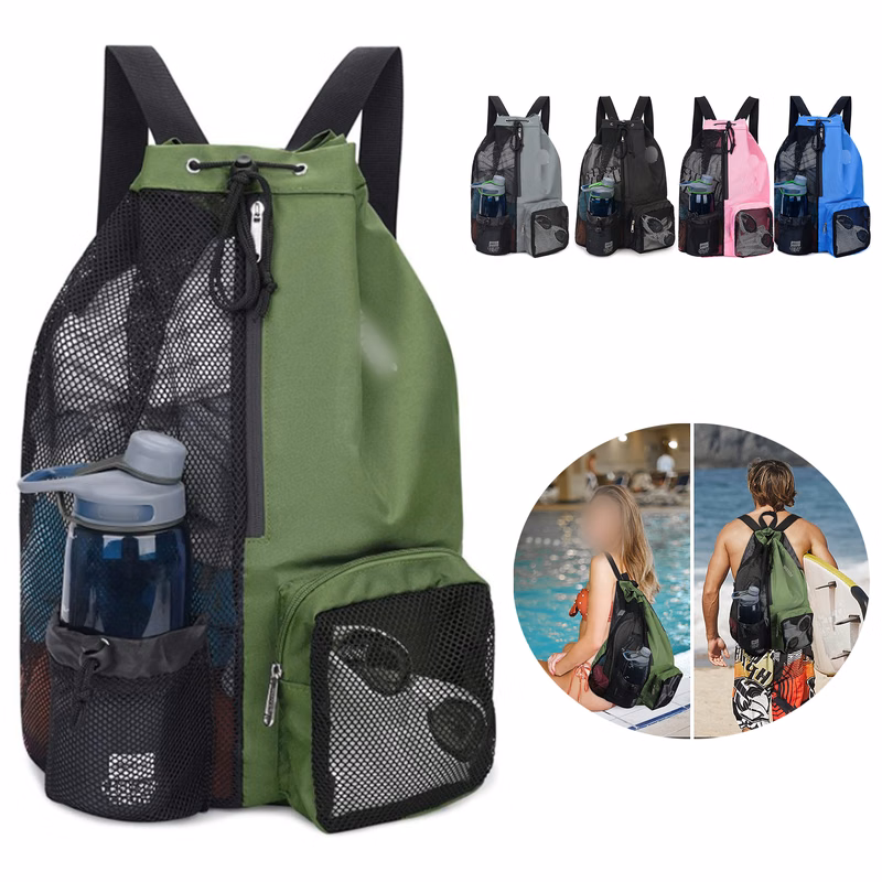 Swim Bag Mesh Drawstring Backpack