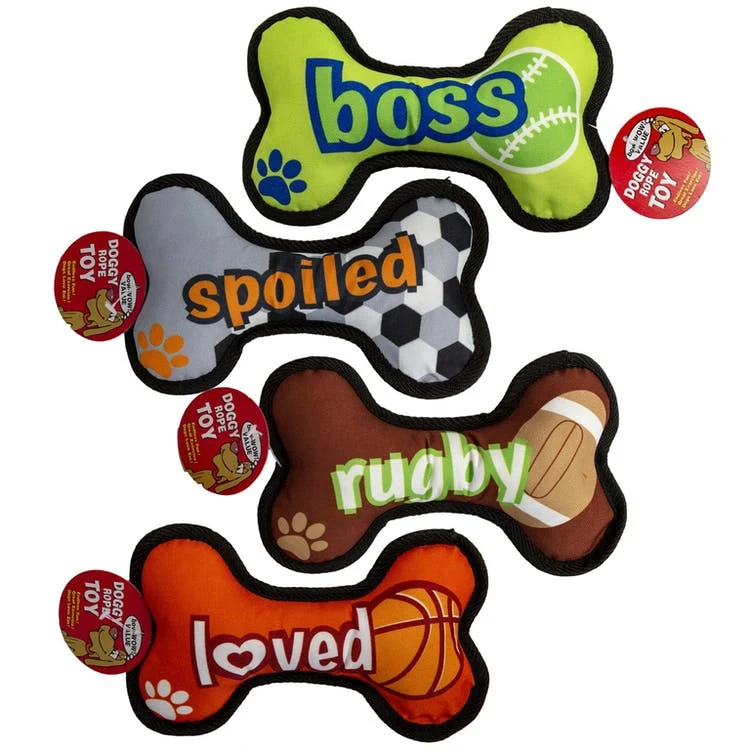 Dog Canvas Bone Chew Toys - Rope Edge 1