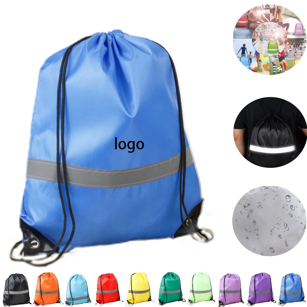 Drawstring Bag with Reflective Strip 1