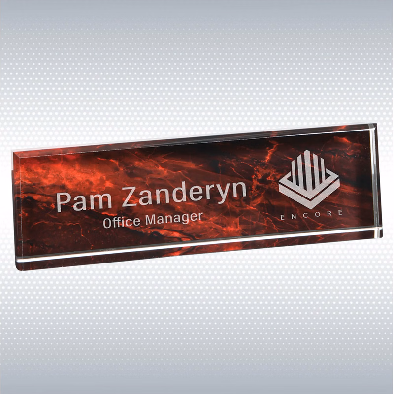 9 1/2" x 2 3/4" Red Marble Acrylic Name Bar