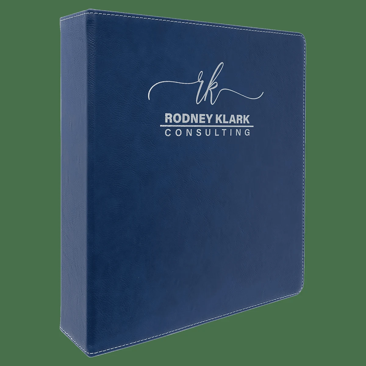 11" x 11 1/2" Blue/Silver Leatherette 3 Ring Binder with 2" Slant D Rings 1