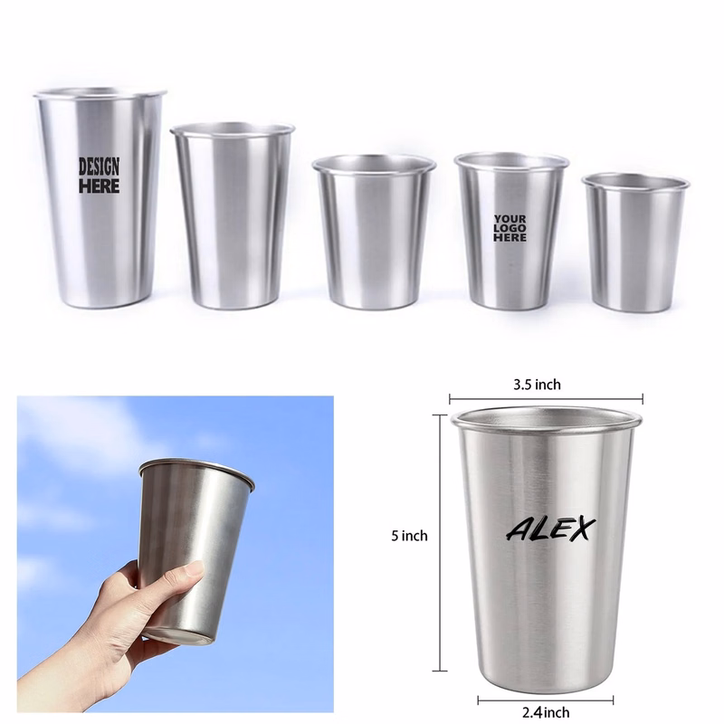 16 oz Single Wall Stainless Steel Cup MOQ100