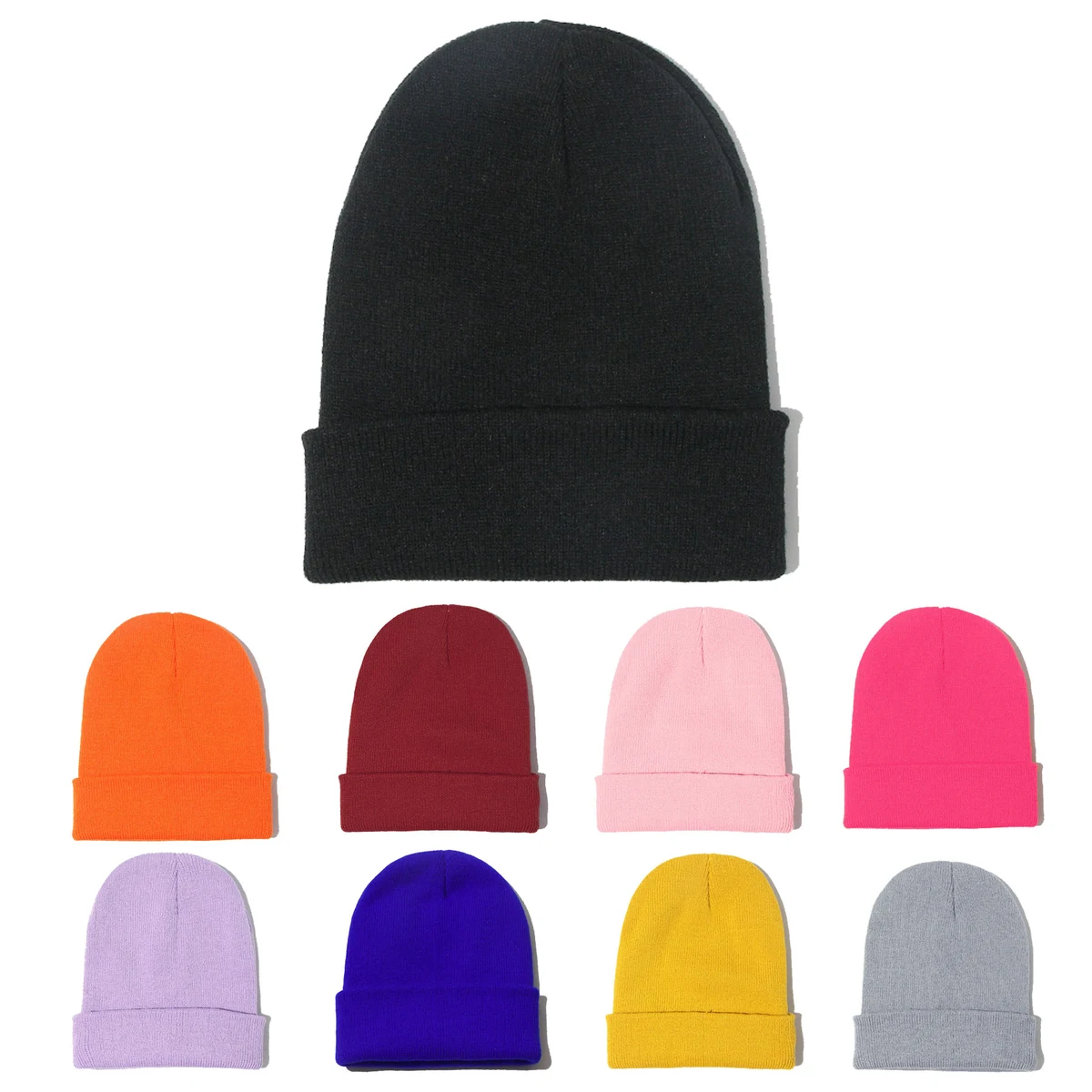 Solid Colour Light Panel Wool Knitted Hat 1