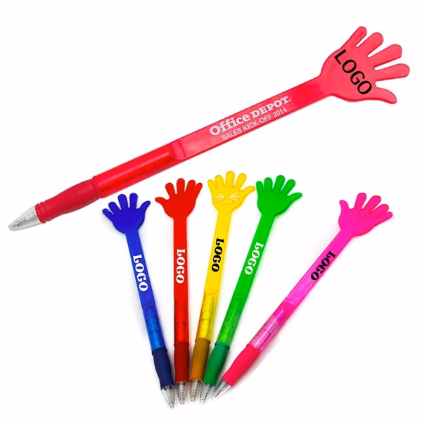 Custom 10.5 Inch High Five Pen with Rubber Grip — Fun Promotional Writing Giveaway