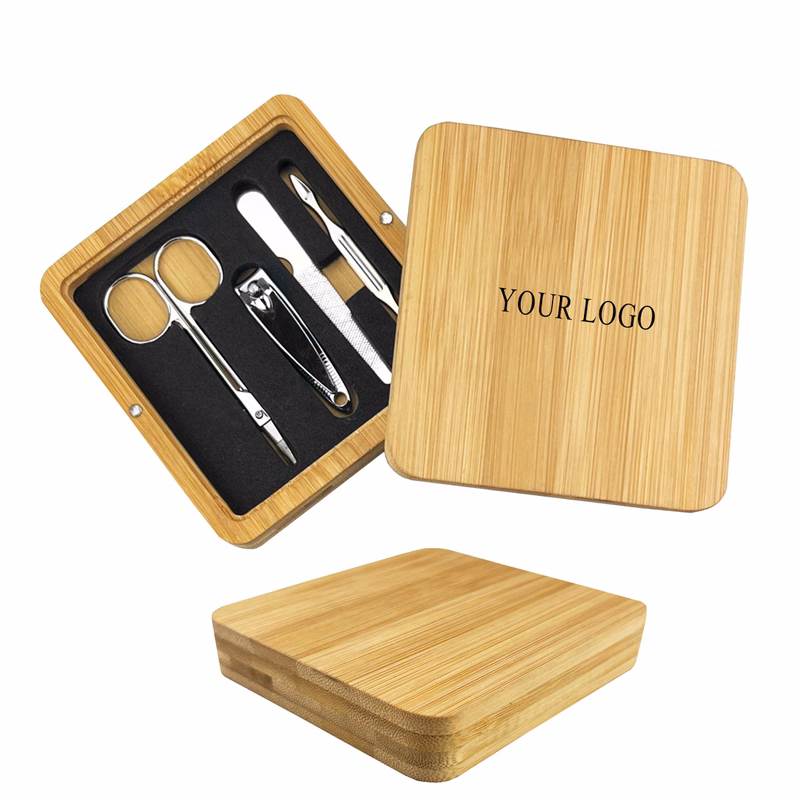 Bamboo Nail Clippers Nail File 4-Piece Set