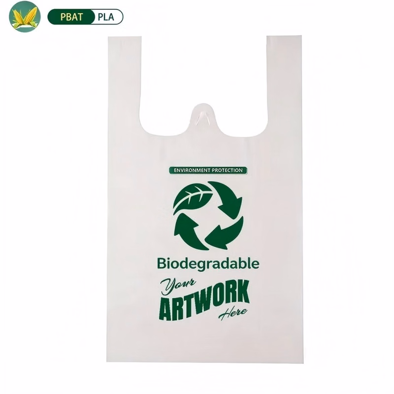 Eco Biodegradable PLA Plastic Grocery T-Shirt Bags