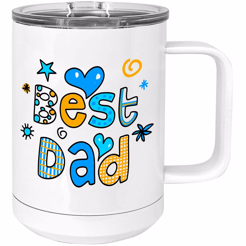 Sublimatable Full Color Photo Mug15 oz. White Vacuum Insulation w/Slider Lid