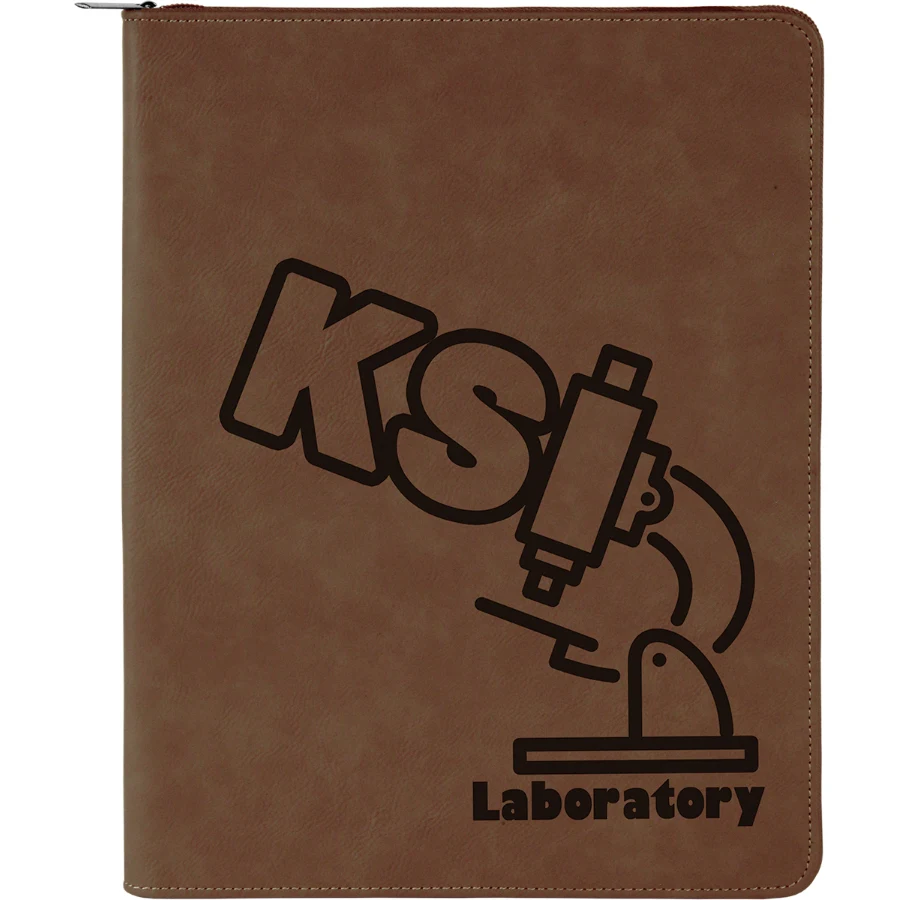 9 1/2" x 12" Dark Brown with Zipper Leatherette Portfolio with Notepad 1